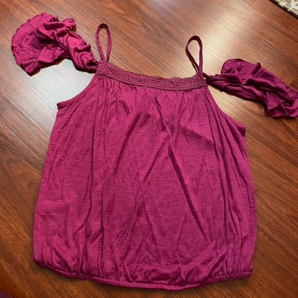 *NWT Aeropostale Pink Peekaboo Shoulder Top, Small - Picture 5 of 6